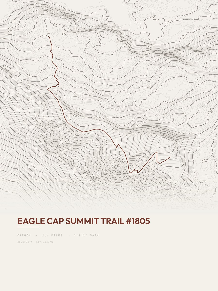 Eagle Cap Summit Trail Topographic print
