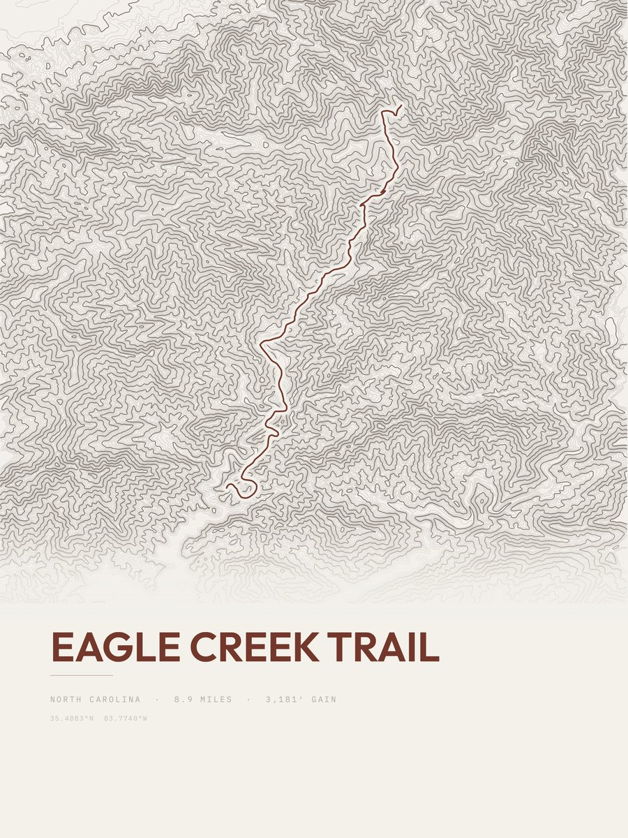 Eagle Creek Trail topographic trail print