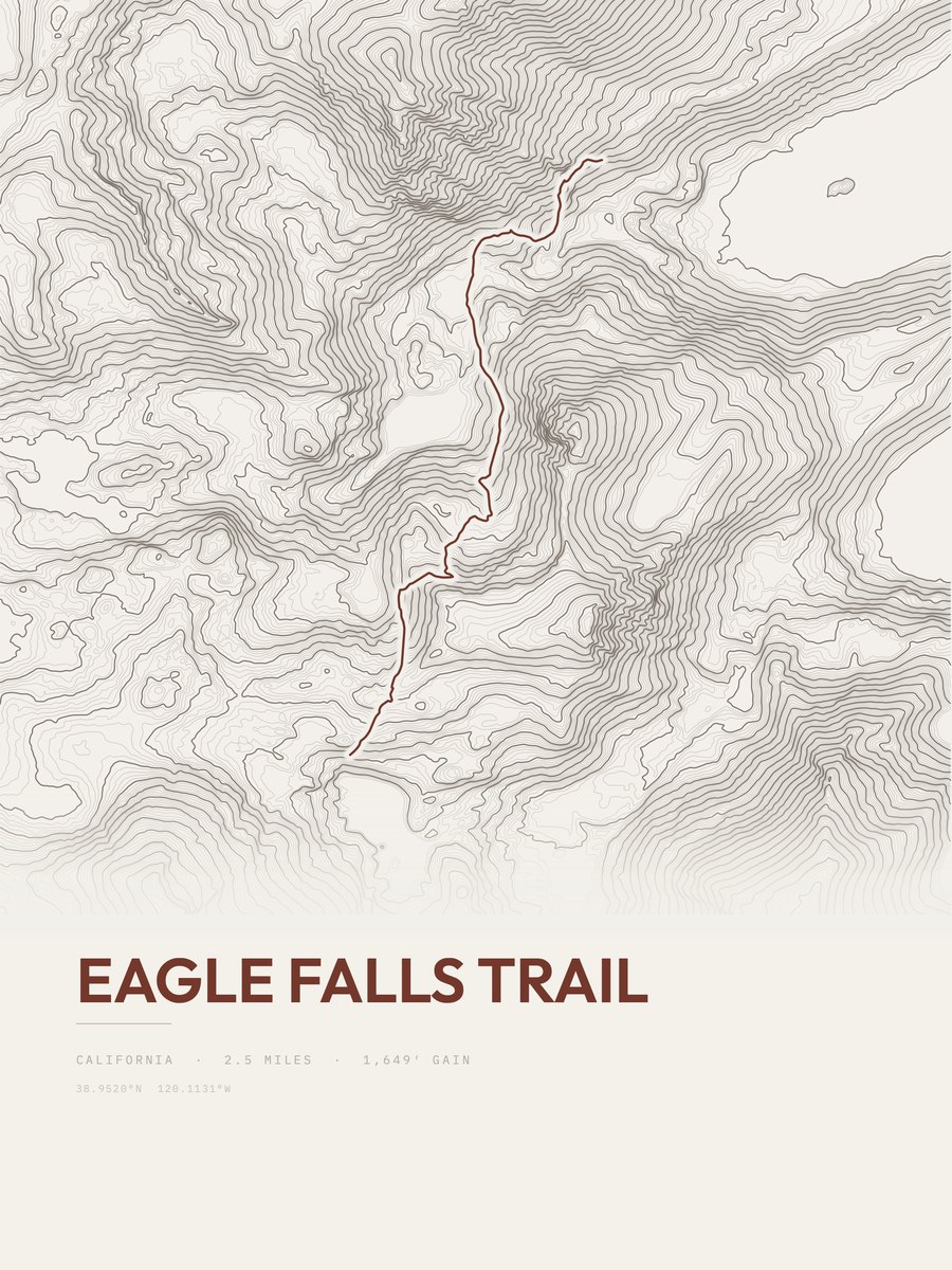 Eagle Falls Trail Topographic print