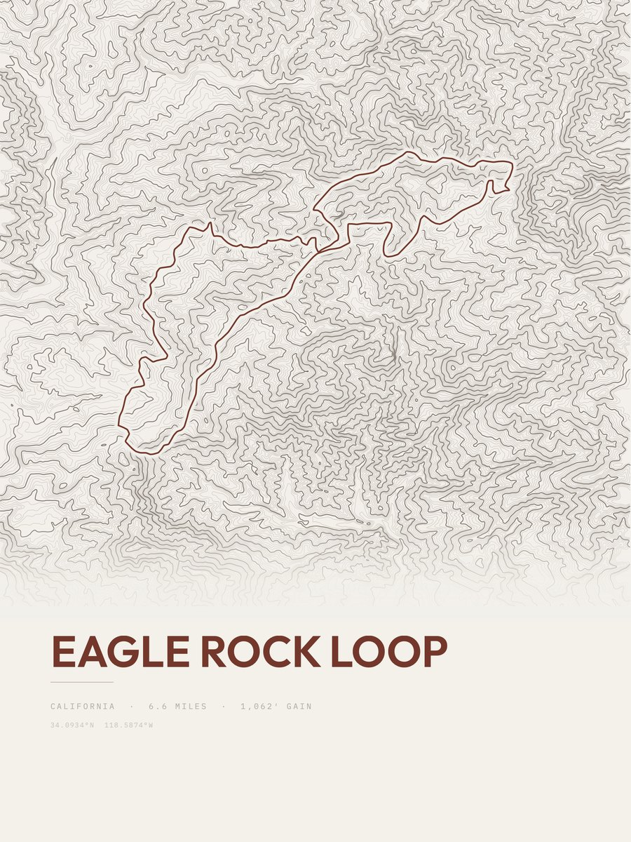Eagle Rock Loop topographic trail print