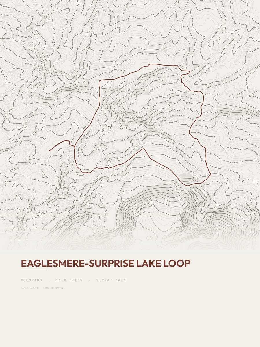 Eaglesmere-Surprise Lake Loop topographic trail print