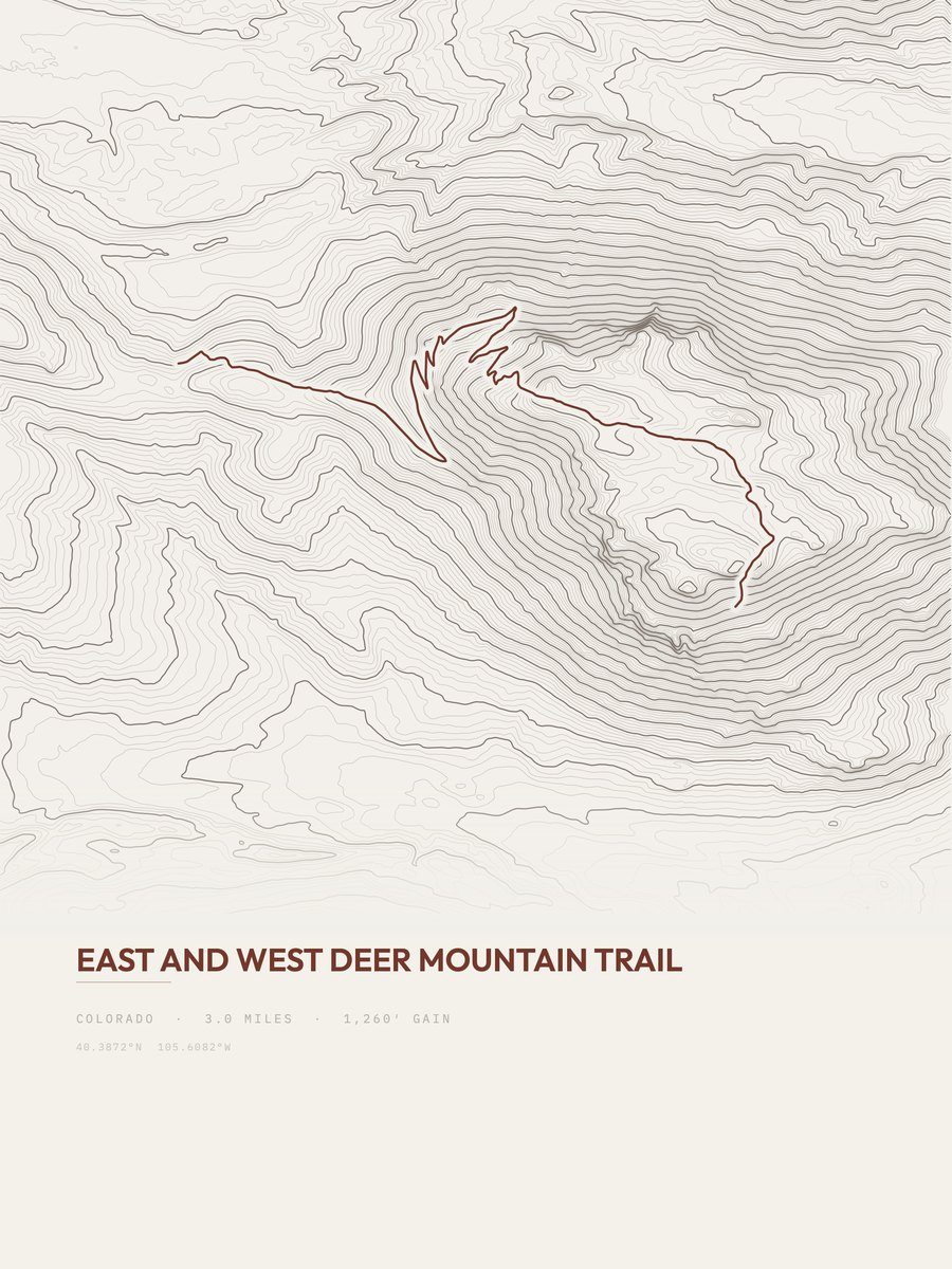 East and West Deer Mountain Topographic print