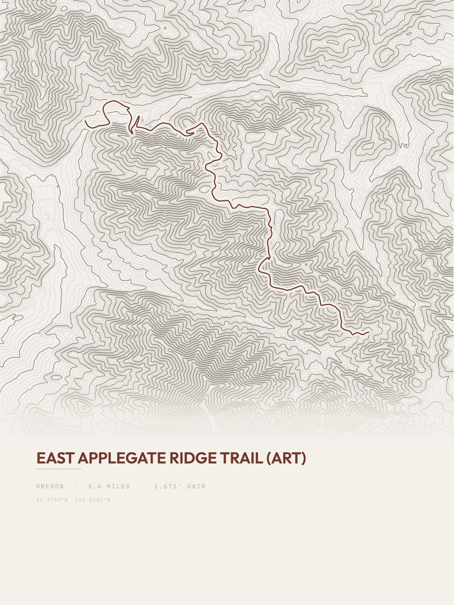 East Applegate Ridge Trail Topographic print