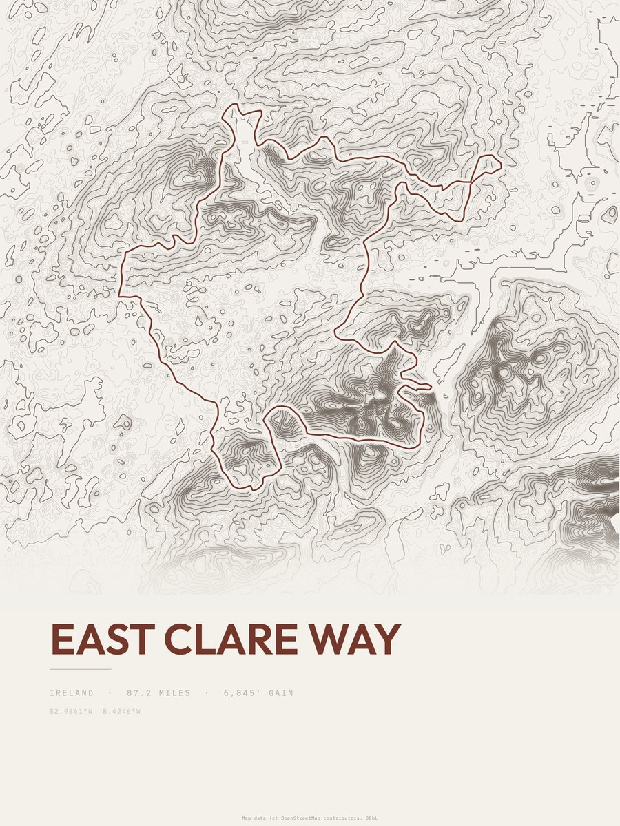 East Clare Way Topographic print