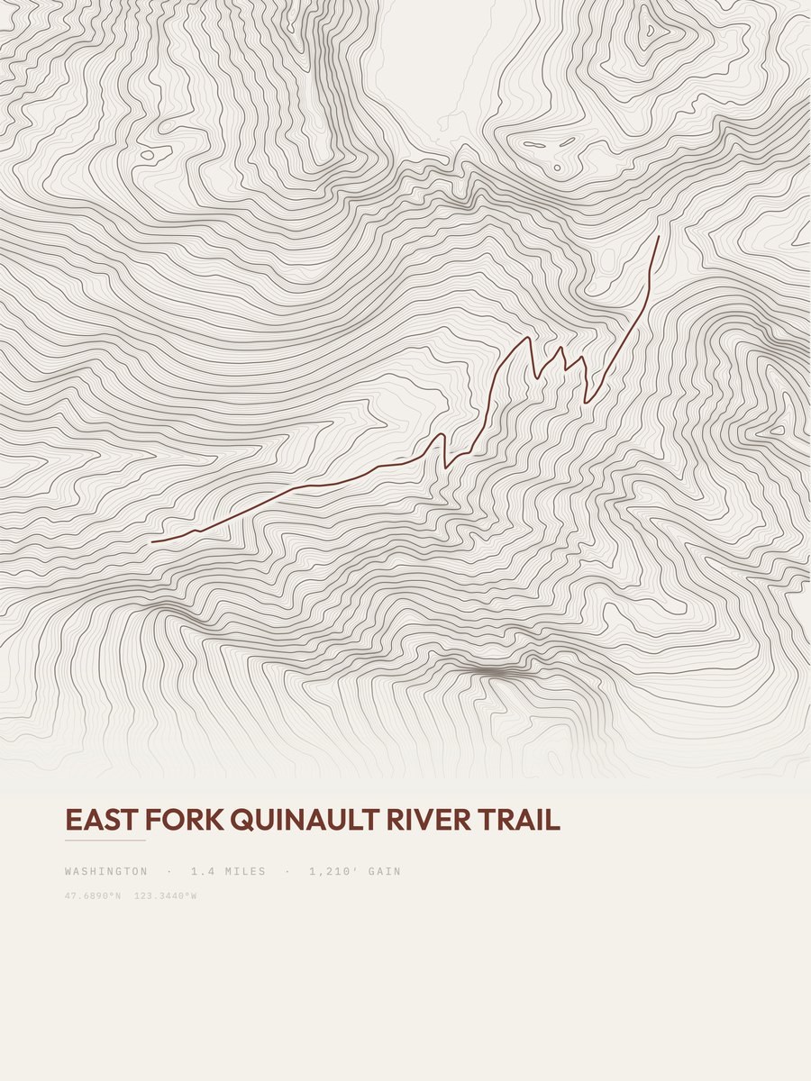 East Fork Quinault River Trail Topographic print