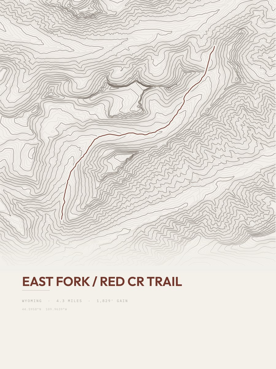 East Fork / red Cr Trail topographic trail print