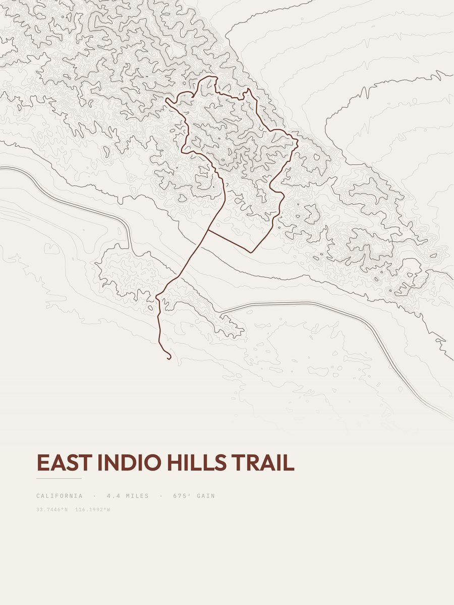 East Indio Hills Trail Topographic print