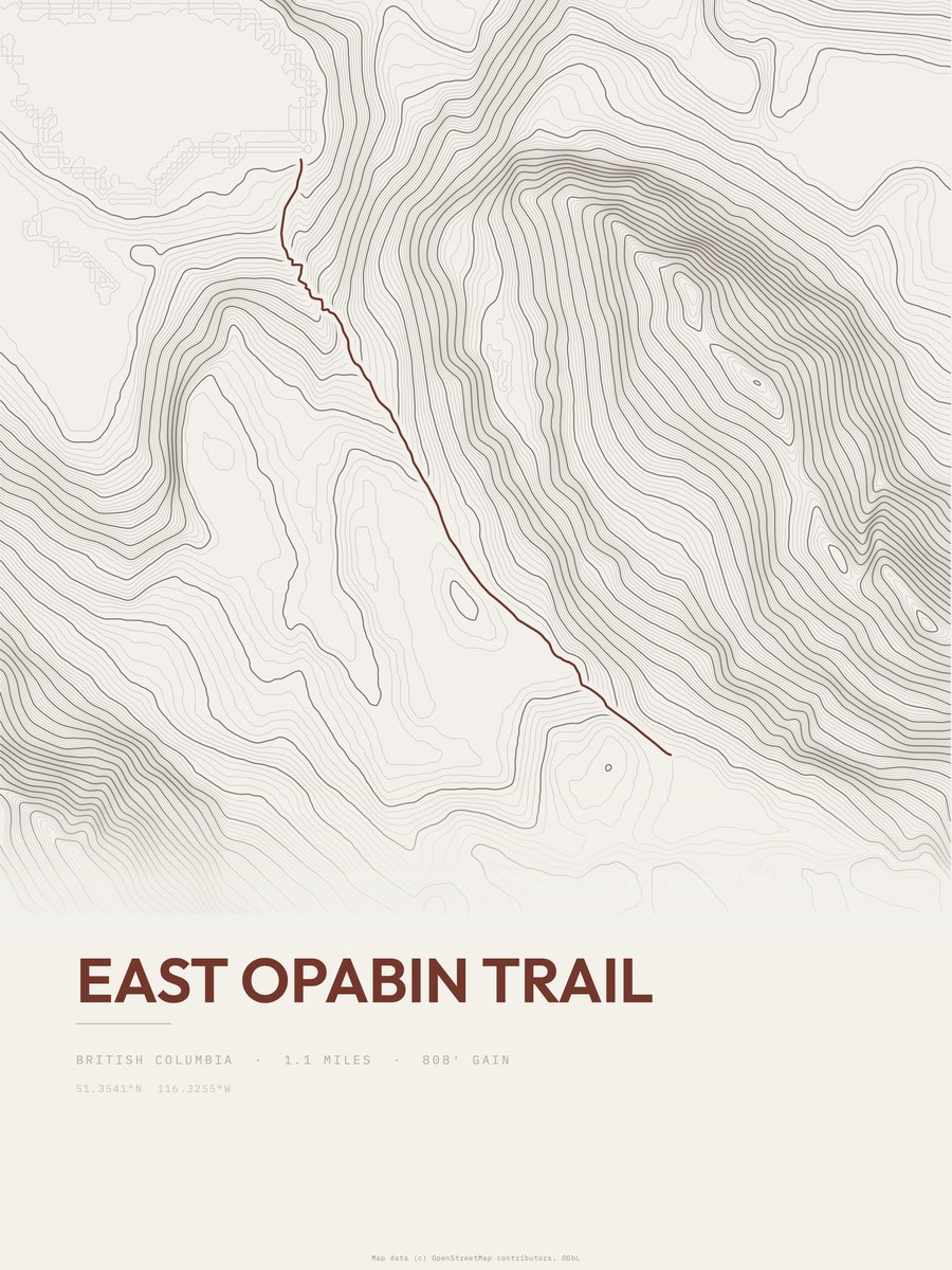 East Opabin Trail Topographic print