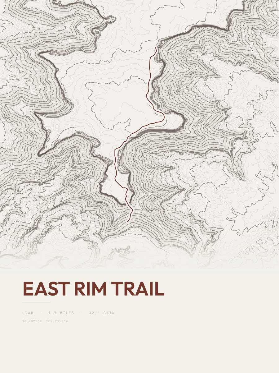 East Rim Trail Topographic print