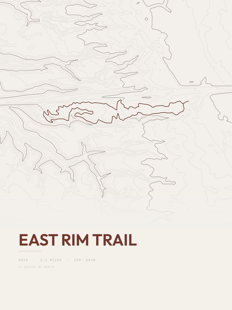 East Rim Trail topographic trail print