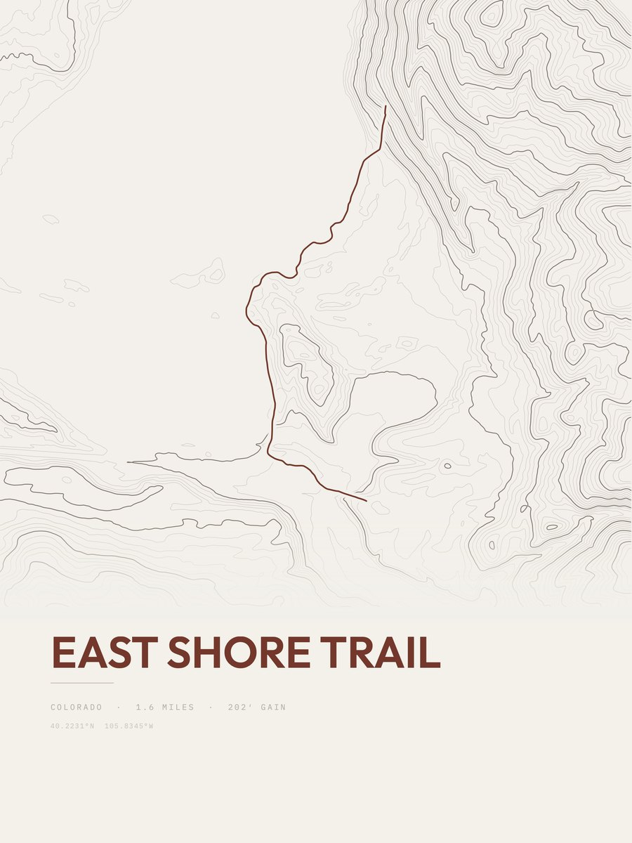East Shore Trail topographic trail print
