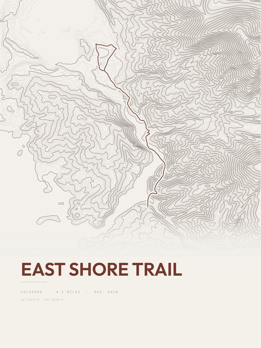 East Shore Trail Topographic print