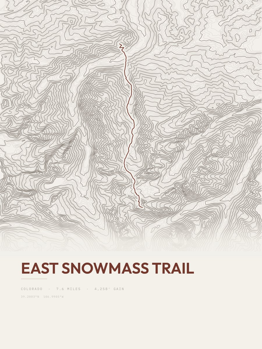 East Snowmass Trail topographic trail print