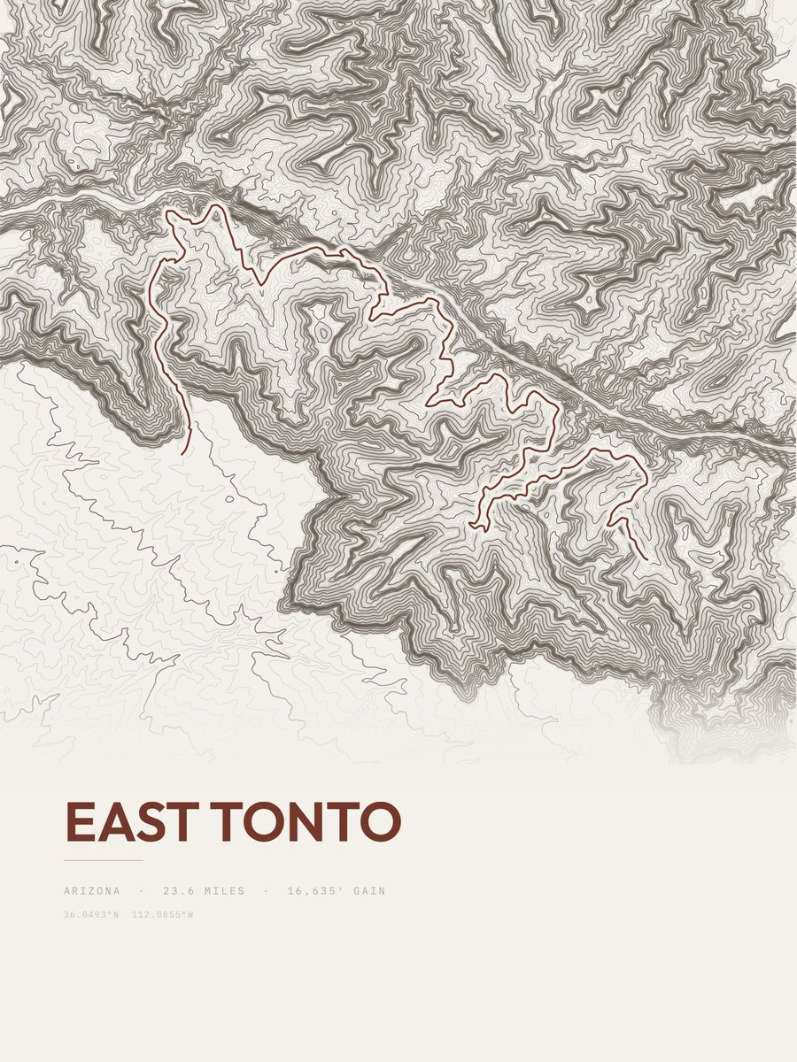 East Tonto topographic trail print