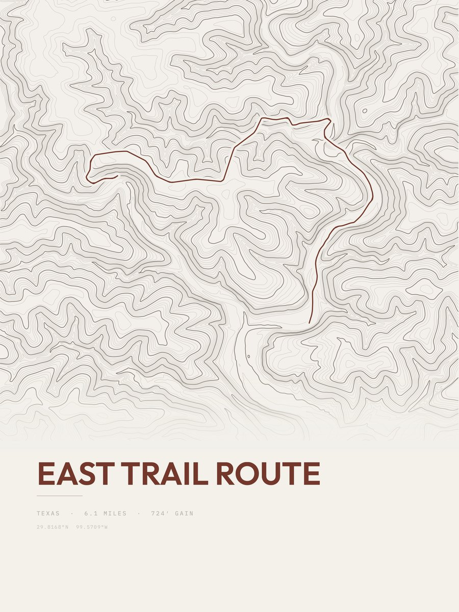 East Trail Route Topographic print