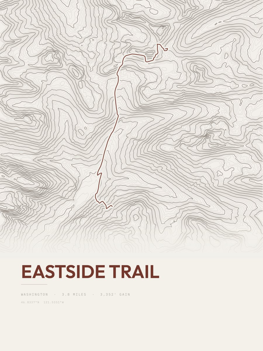 Eastside Trail Topographic print