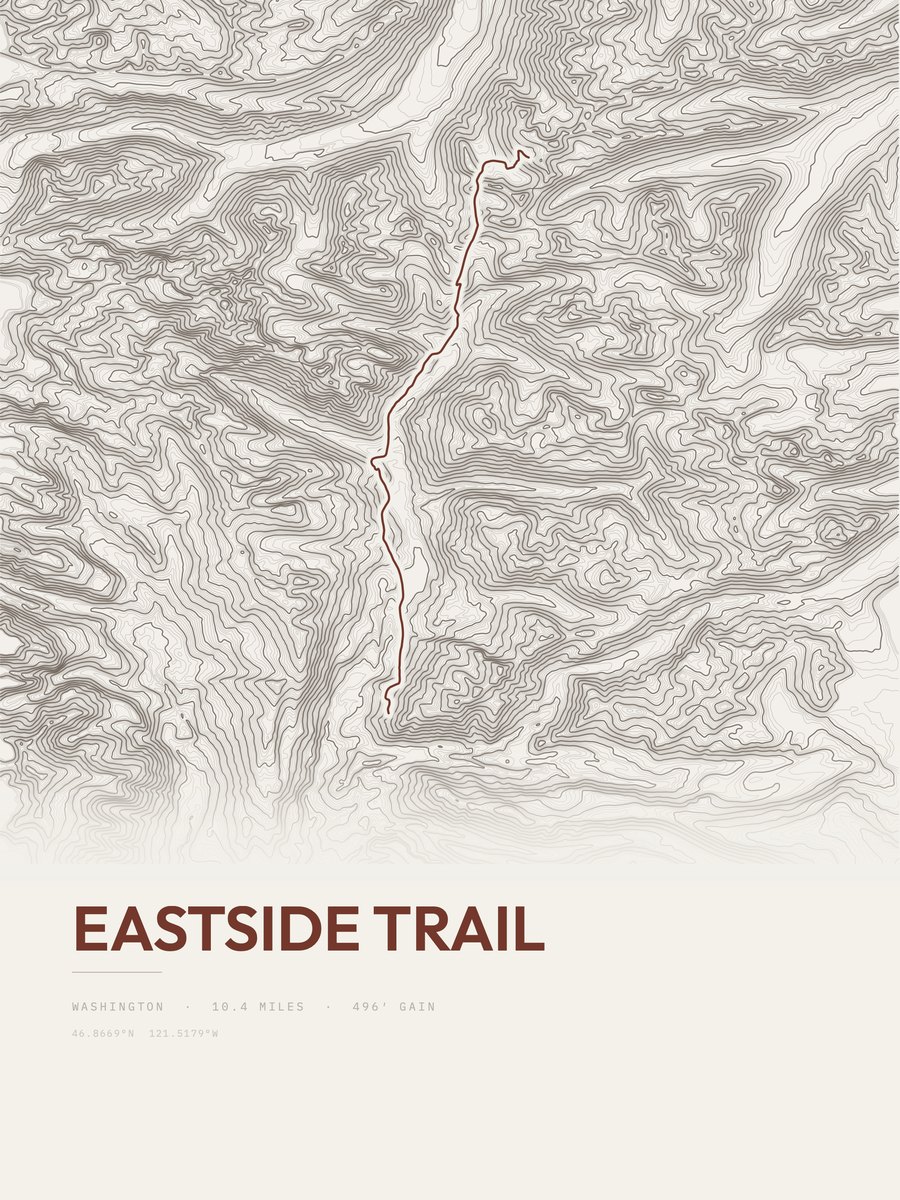 Eastside Trail Topographic print