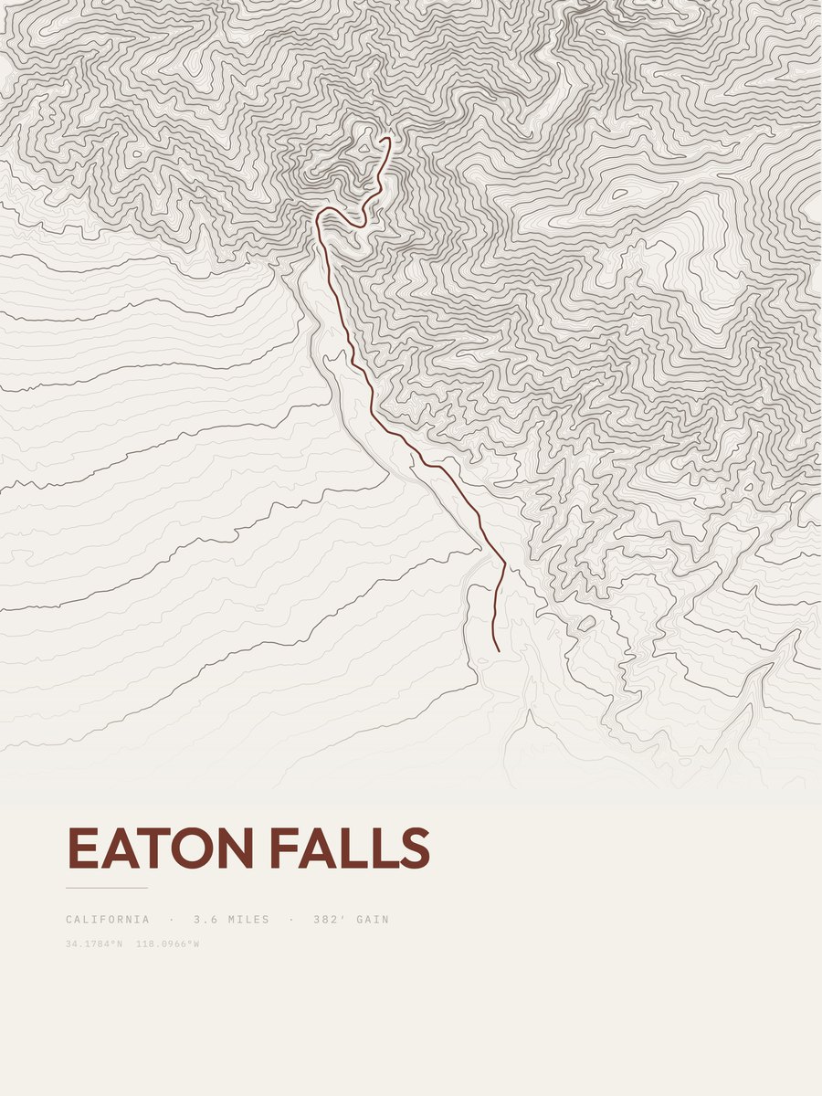 Eaton Falls topographic trail print