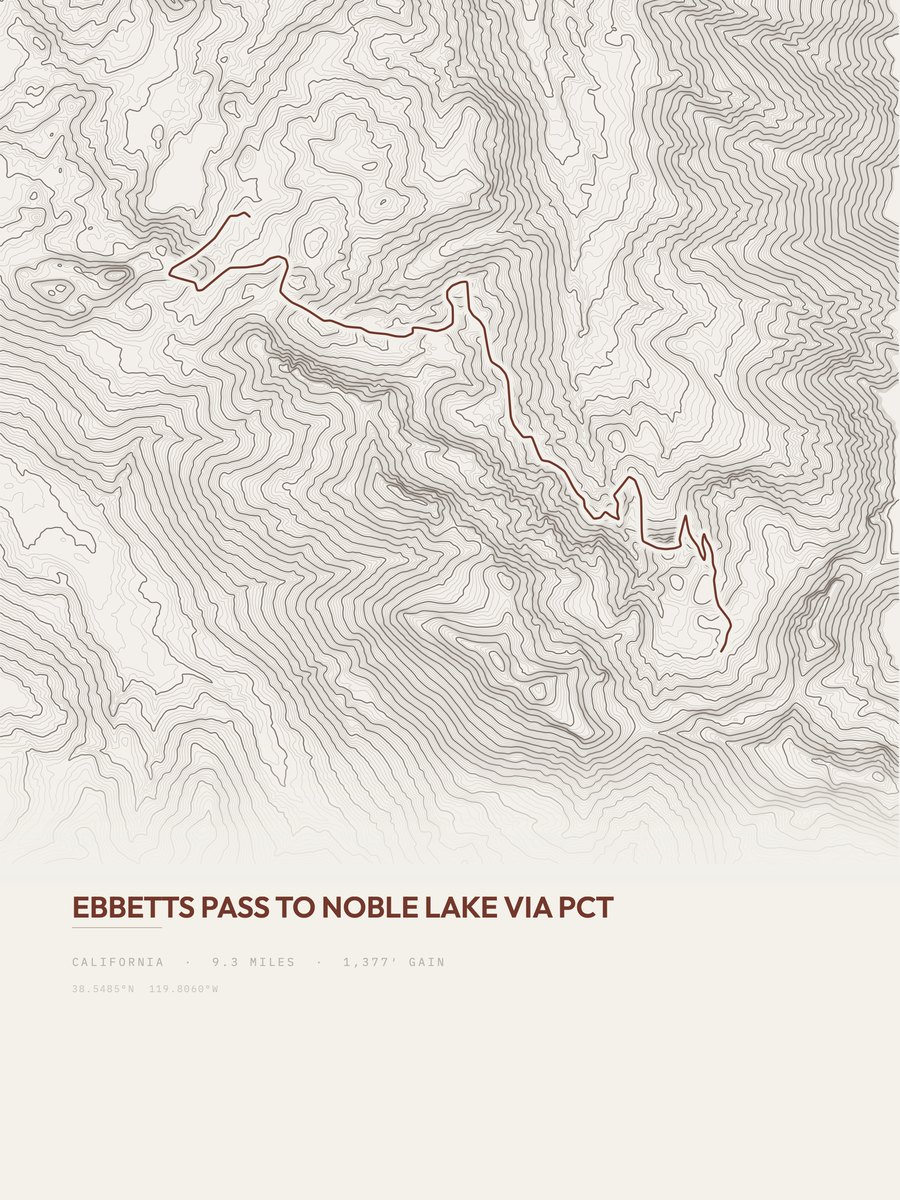 Ebbetts Pass to Noble Lake Topographic print