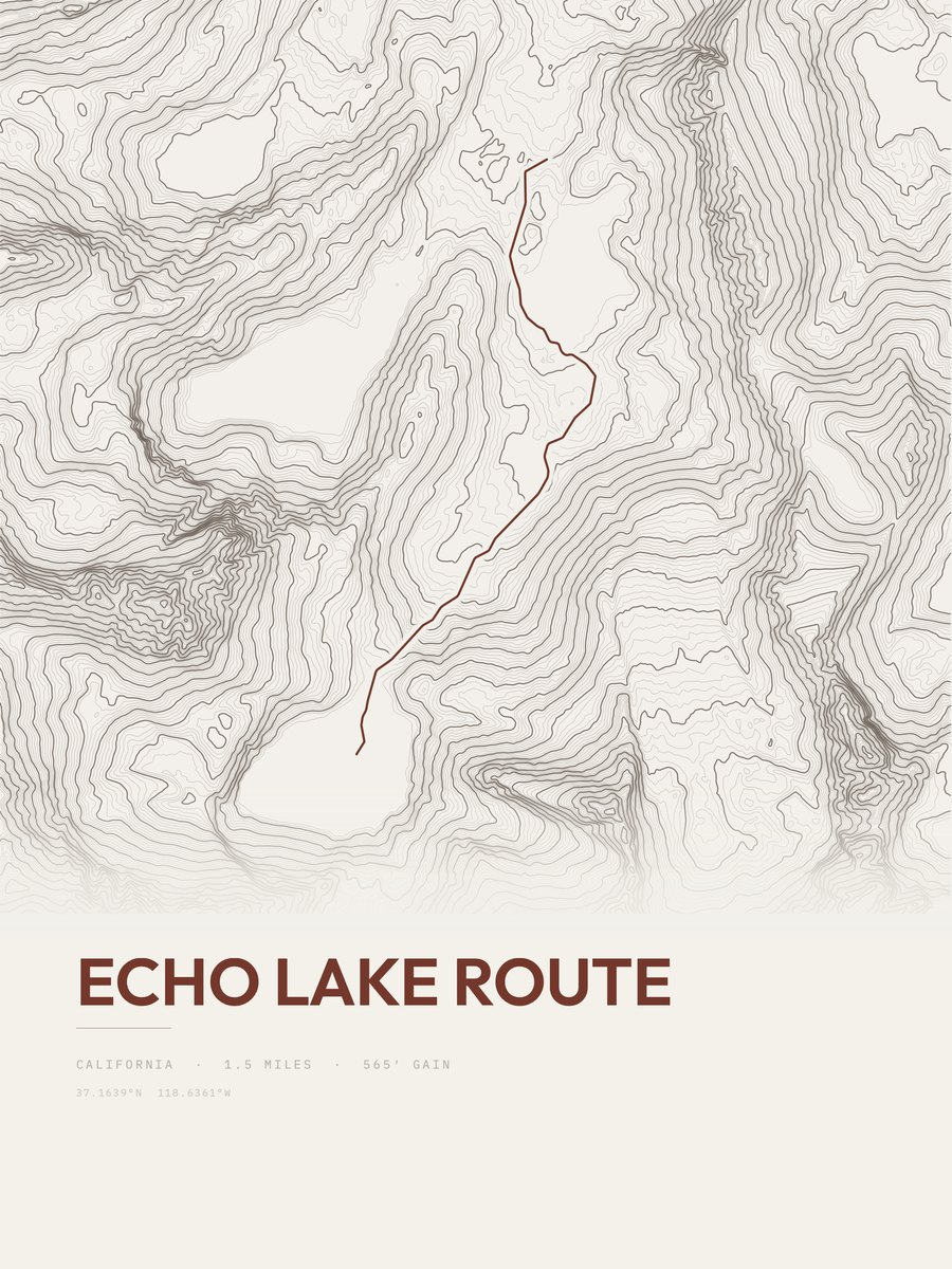 Echo Lake Route Topographic print