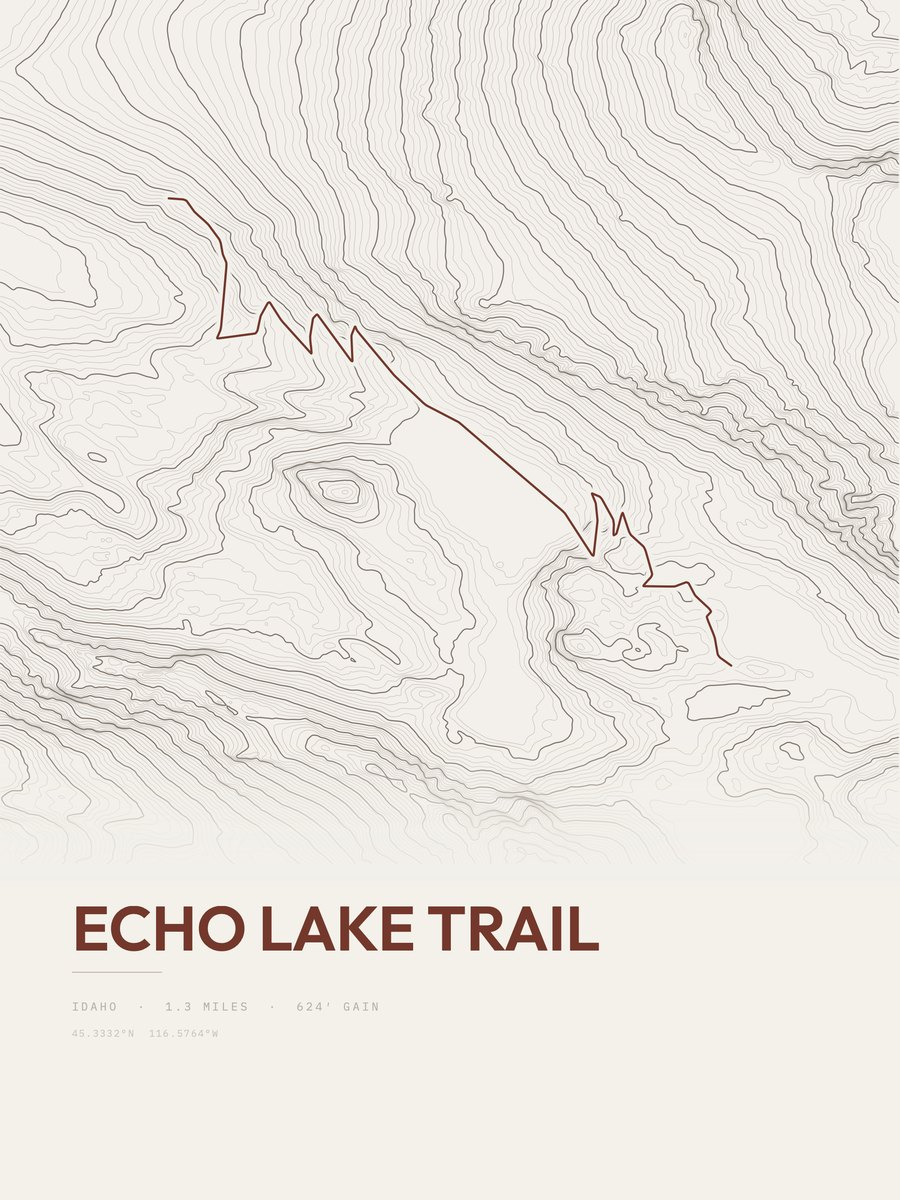 Echo Lake Trail topographic trail print