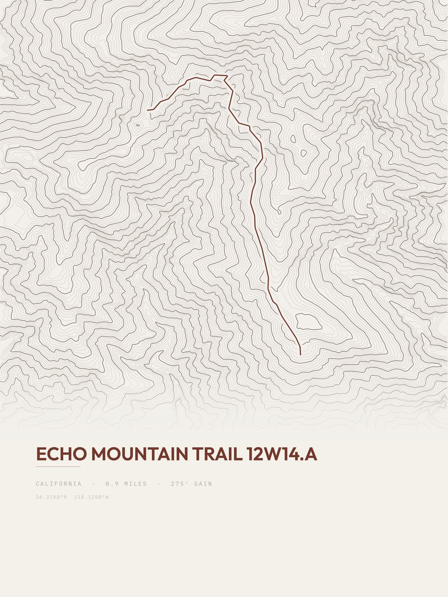 Echo Mountain Trail 12W14.A topographic trail print