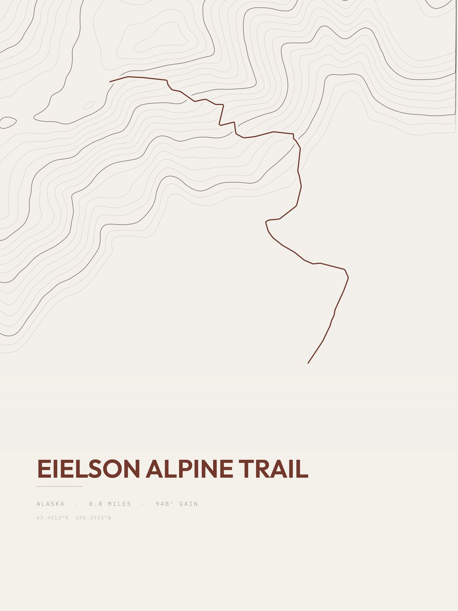 Eielson Alpine Trail topographic trail print