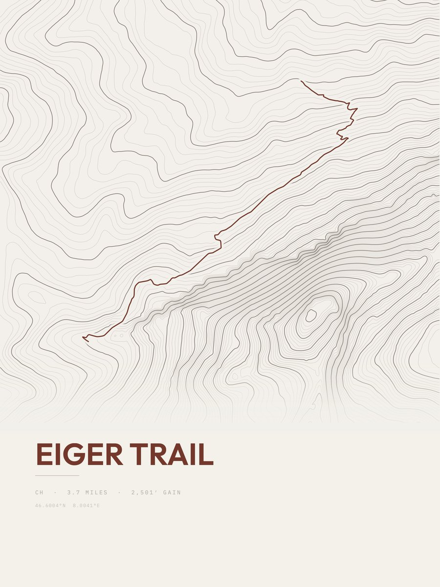 Eiger Trail topographic trail print