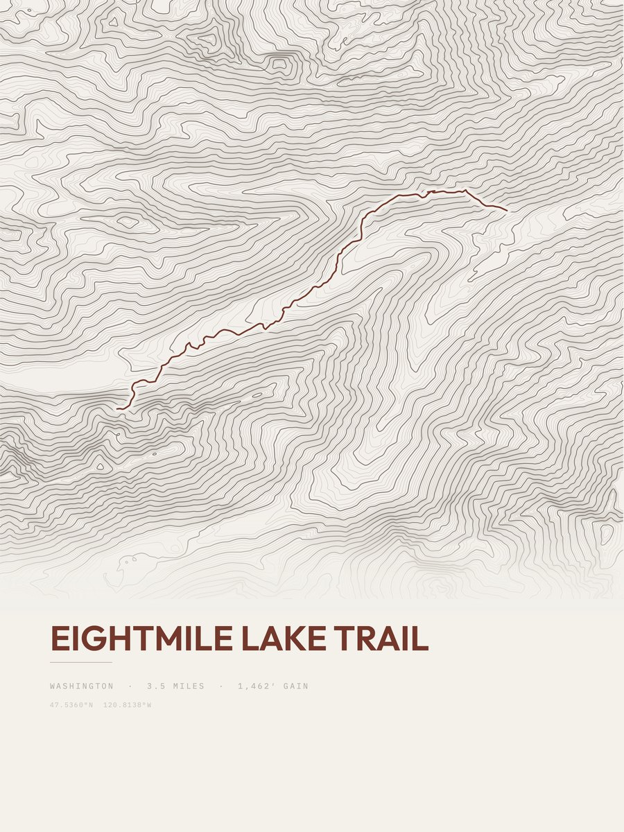 Eightmile Lake Trail topographic trail print