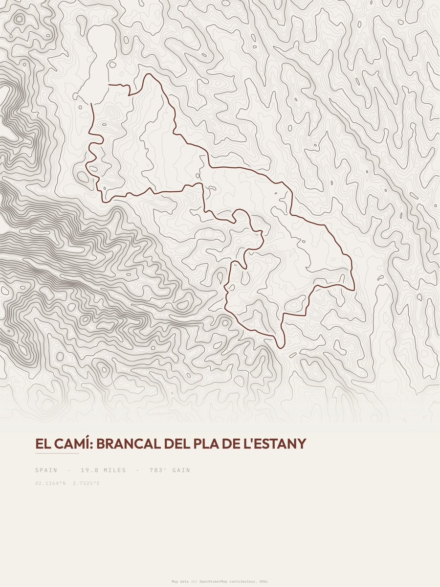 Brancal del Pla de l'Estany topographic trail print