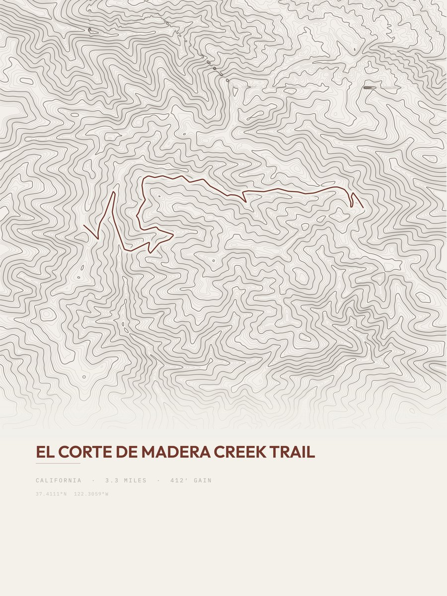 El Corte de Madera Creek Trail Topographic print