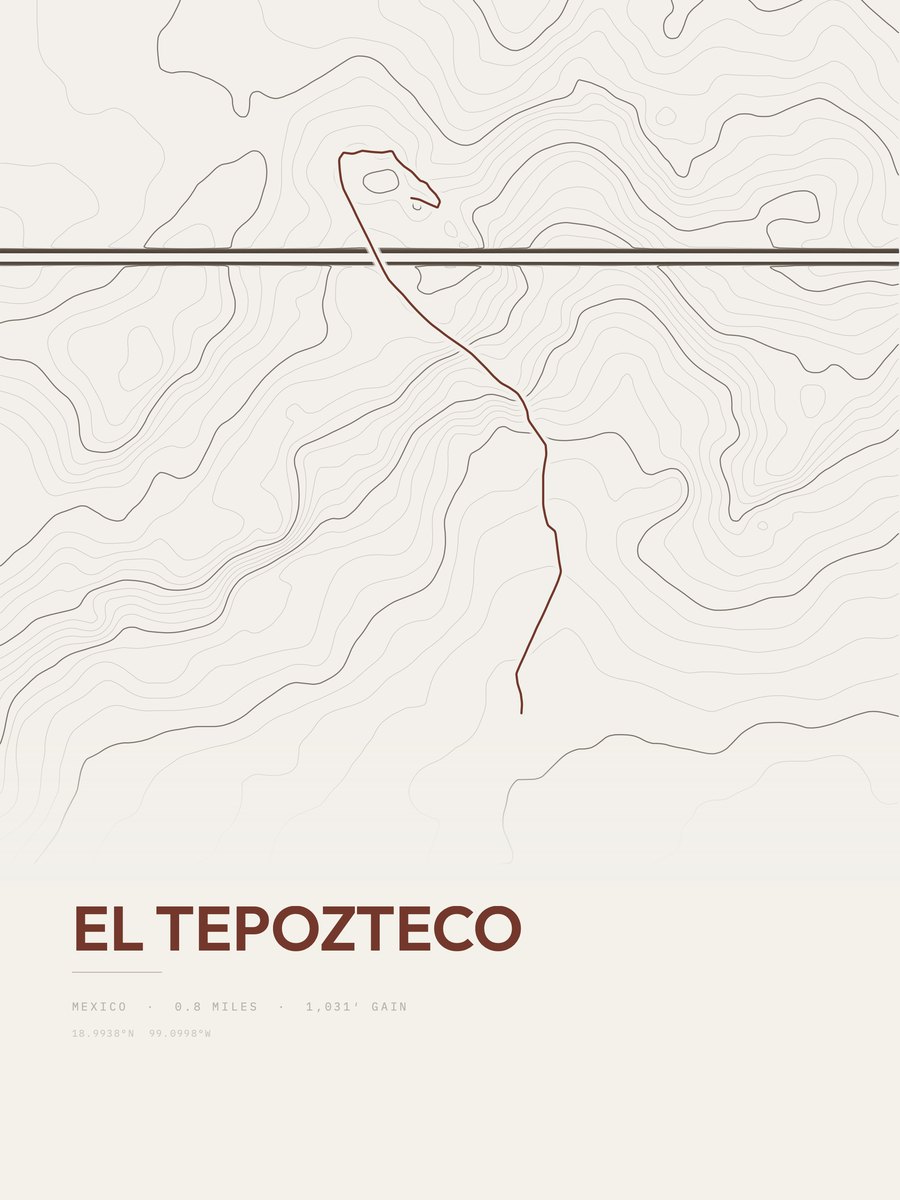 El Tepozteco topographic trail print