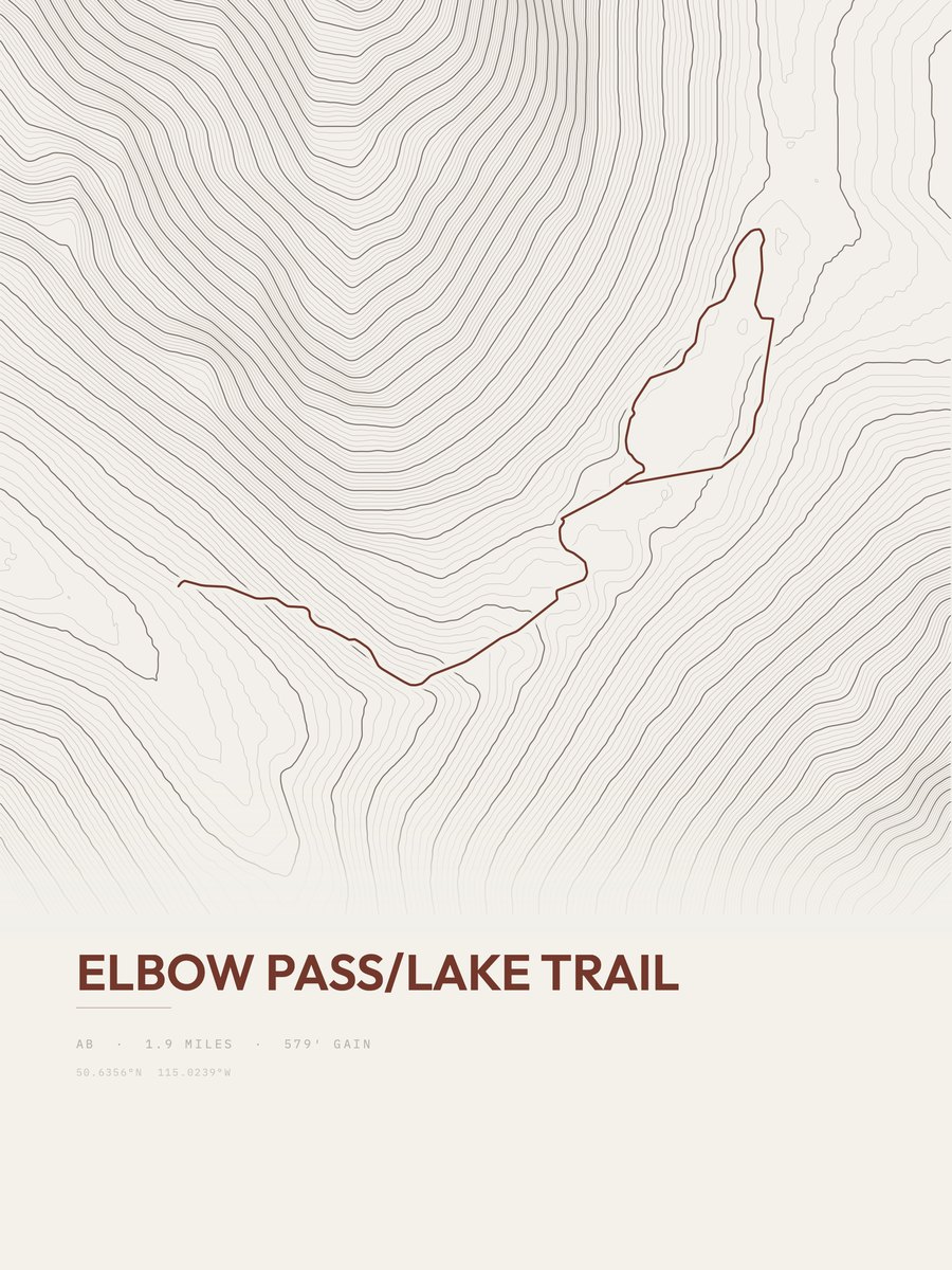Elbow Pass / Lake Trail Topographic print