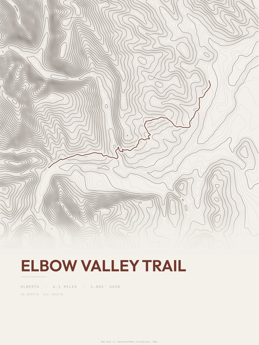 Elbow Valley Trail Topographic print