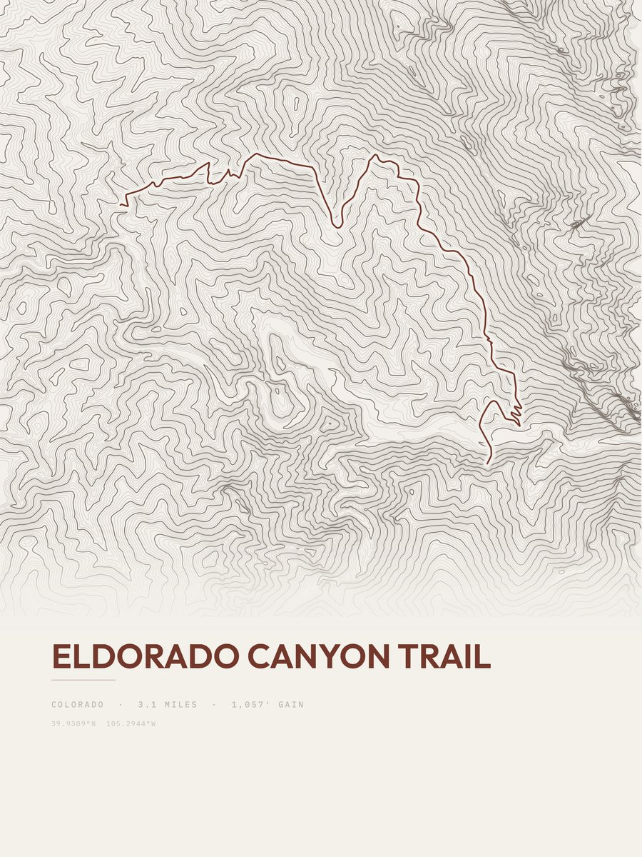 Eldorado Canyon Trail topographic trail print