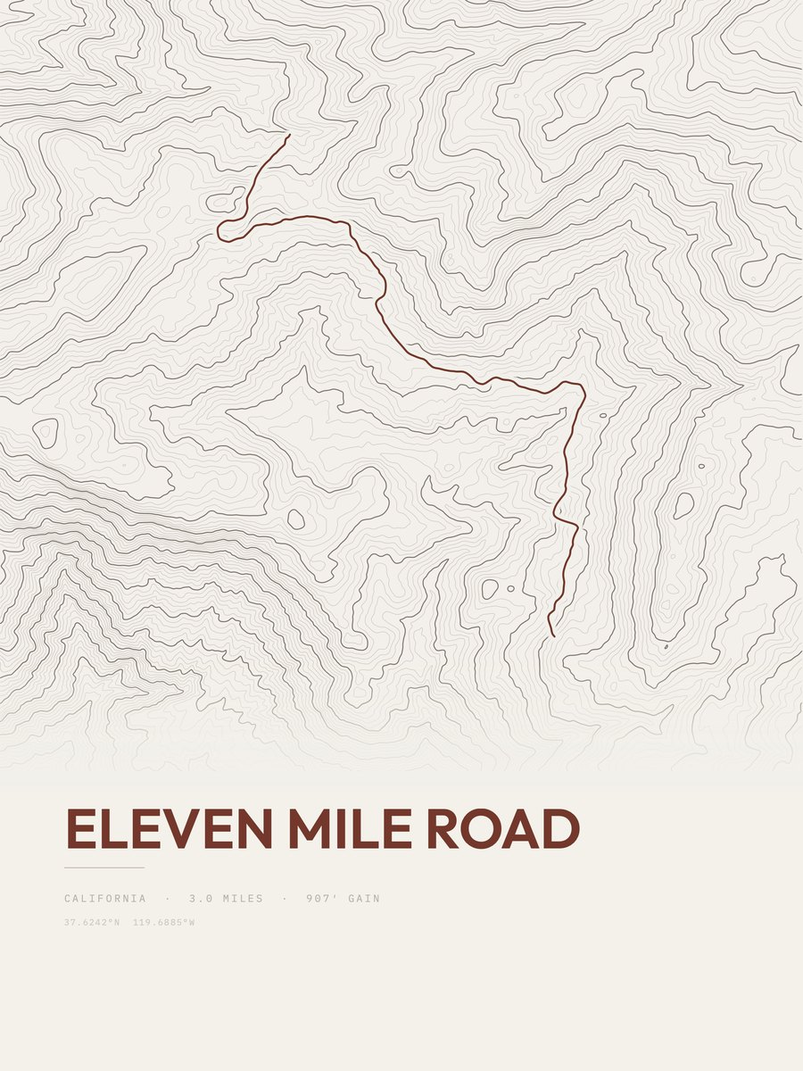 Eleven Mile Road Topographic print