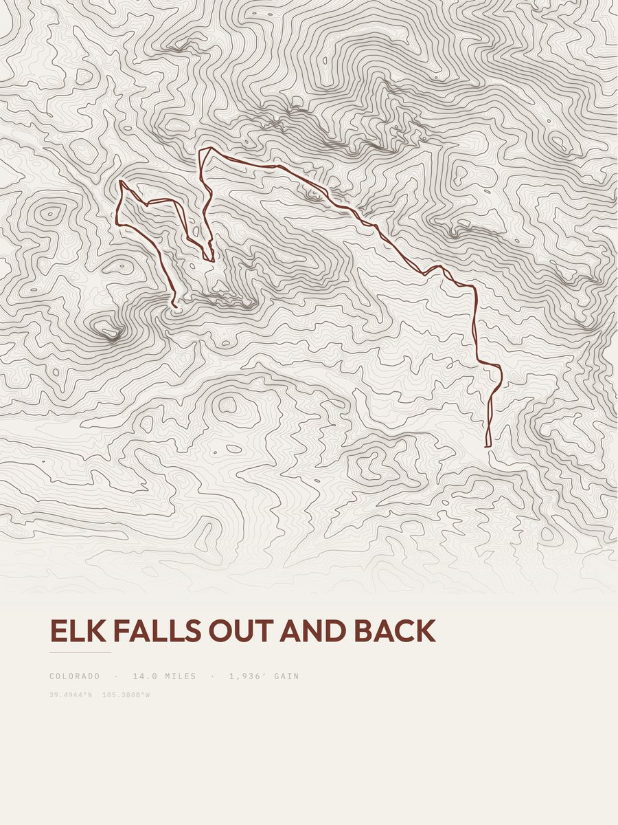 Elk Falls topographic trail print