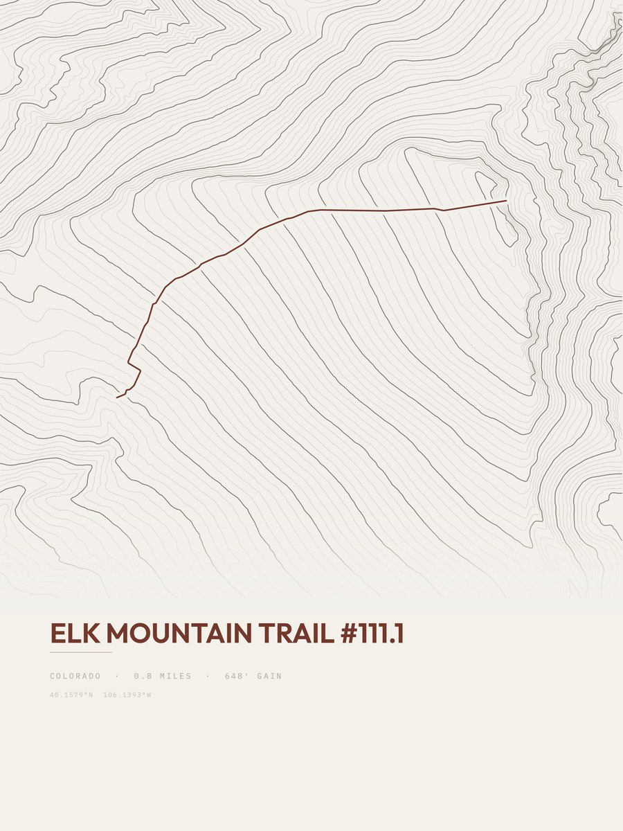 Elk Mountain Trail Topographic print