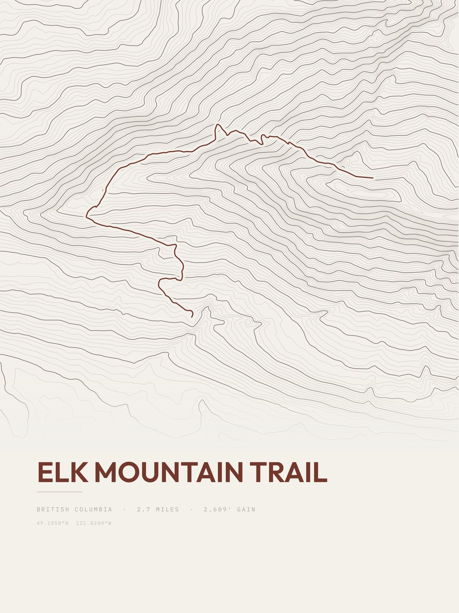 Elk Mountain Trail topographic trail print