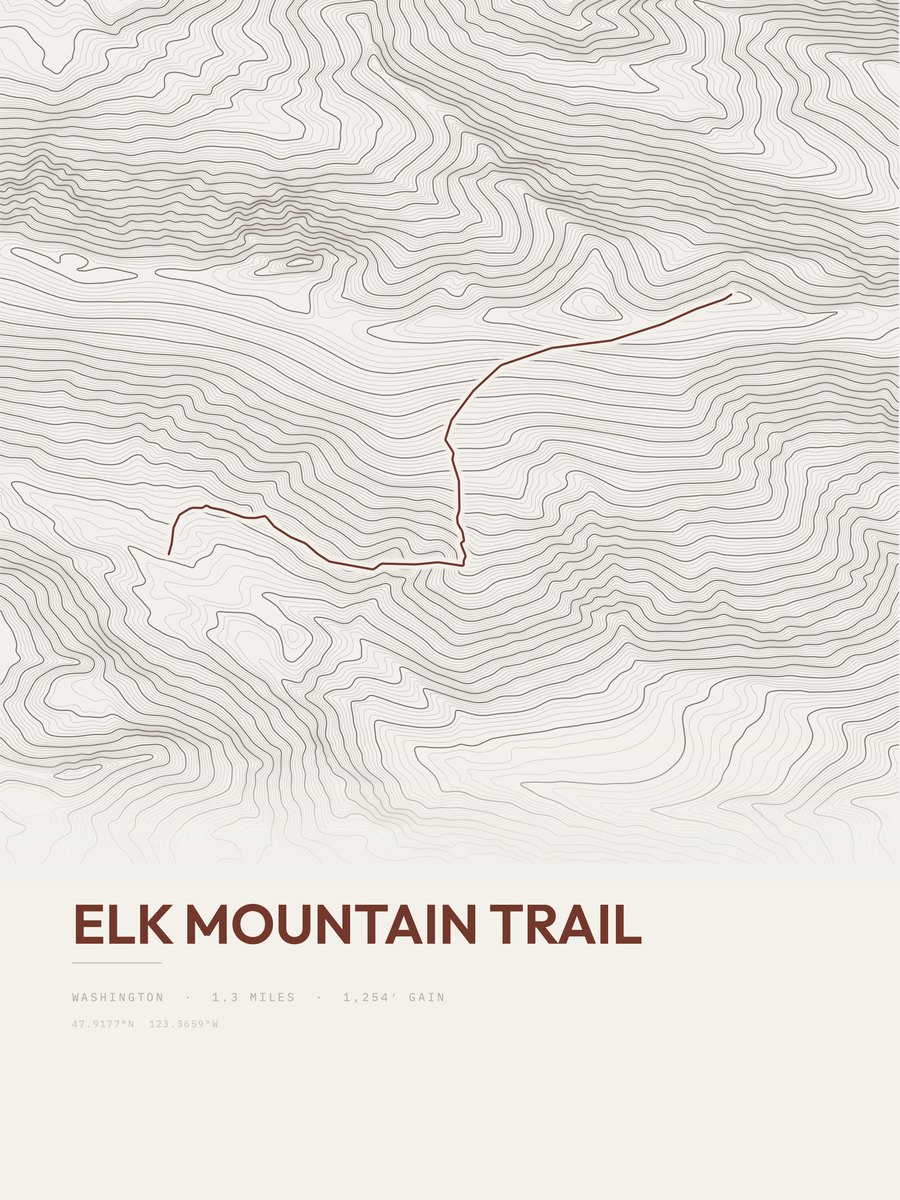 Elk Mountain Trail topographic trail print