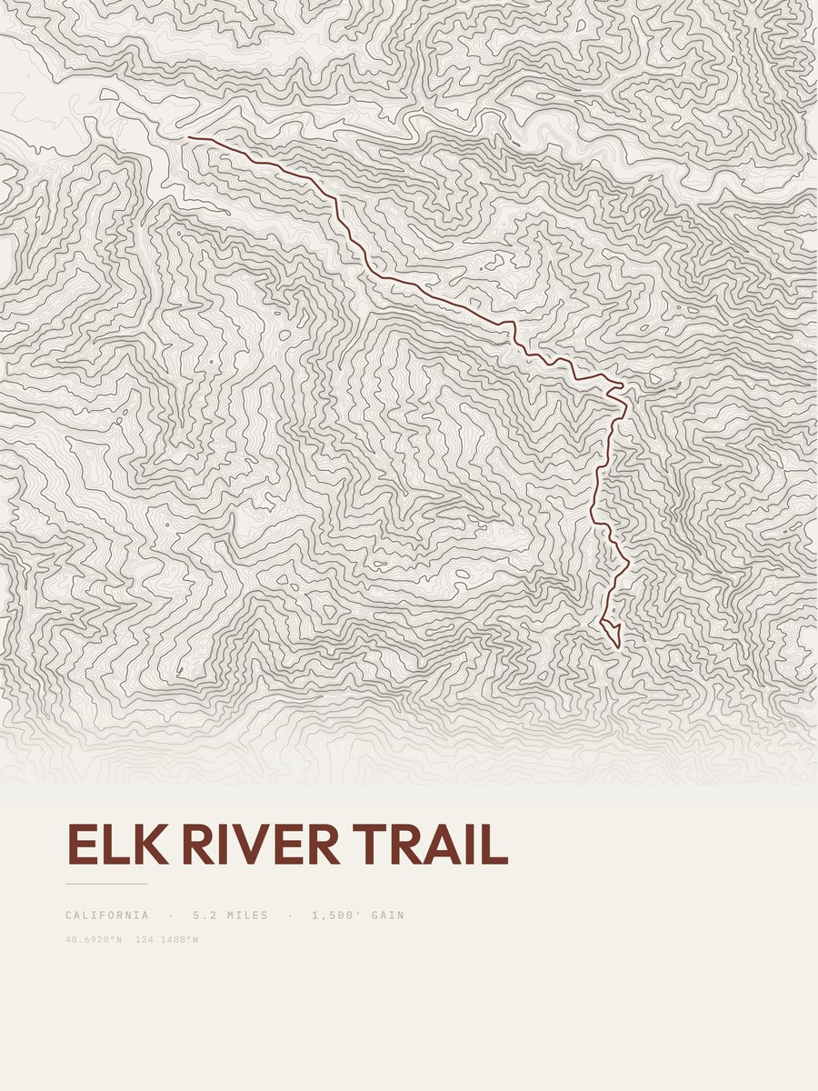 Elk River Trail Topographic print
