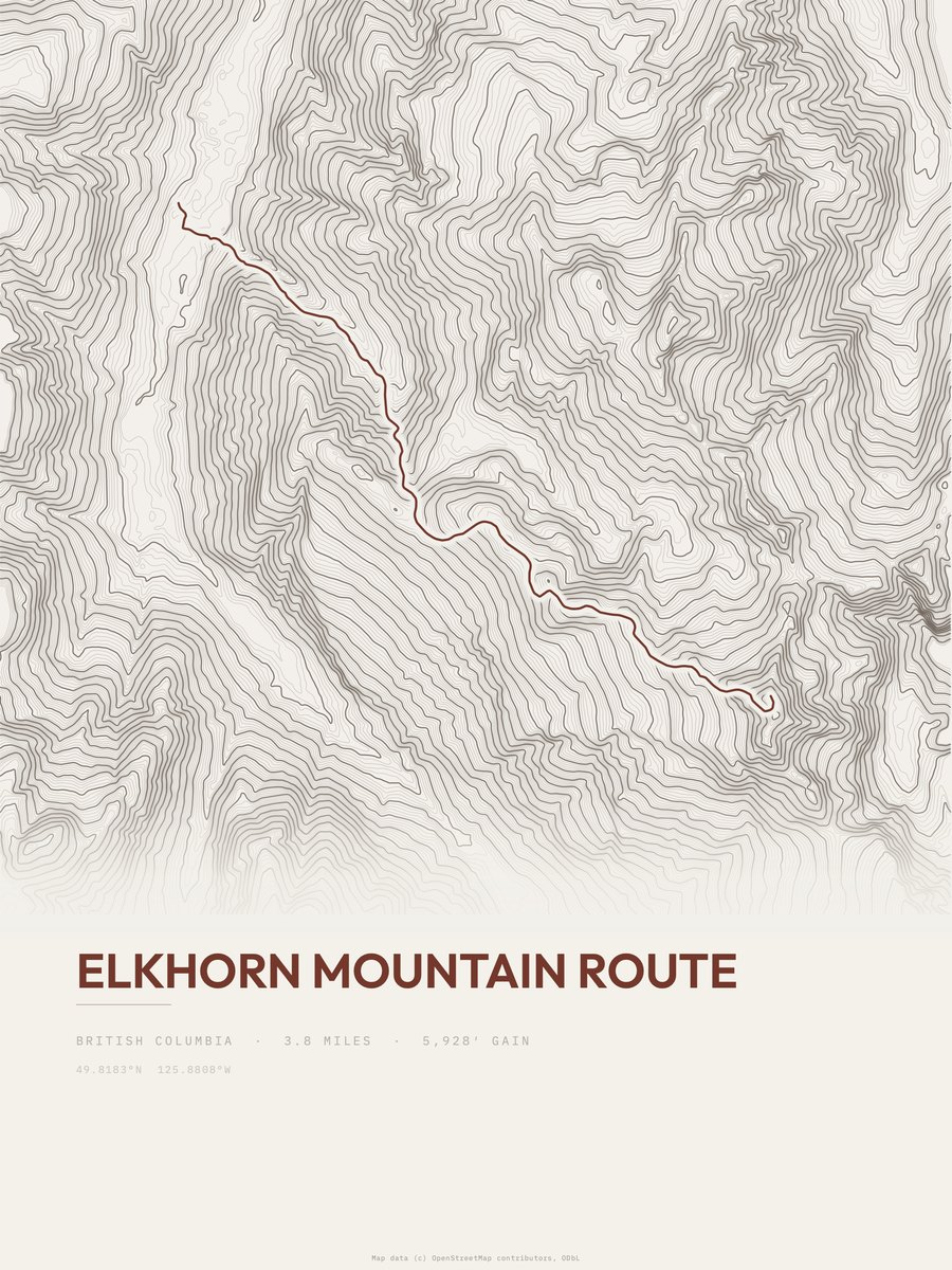 Elkhorn Mountain Route Topographic print