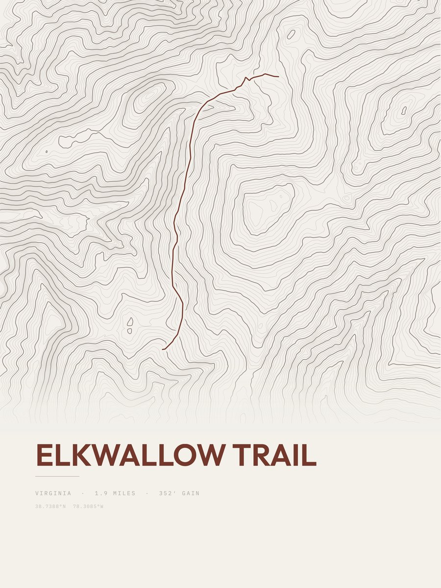 Elkwallow Trail topographic trail print