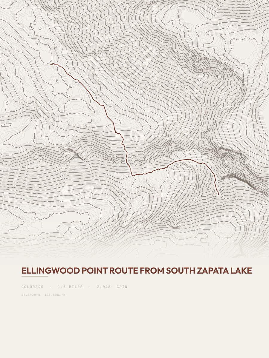 Ellingwood Point Route Topographic print