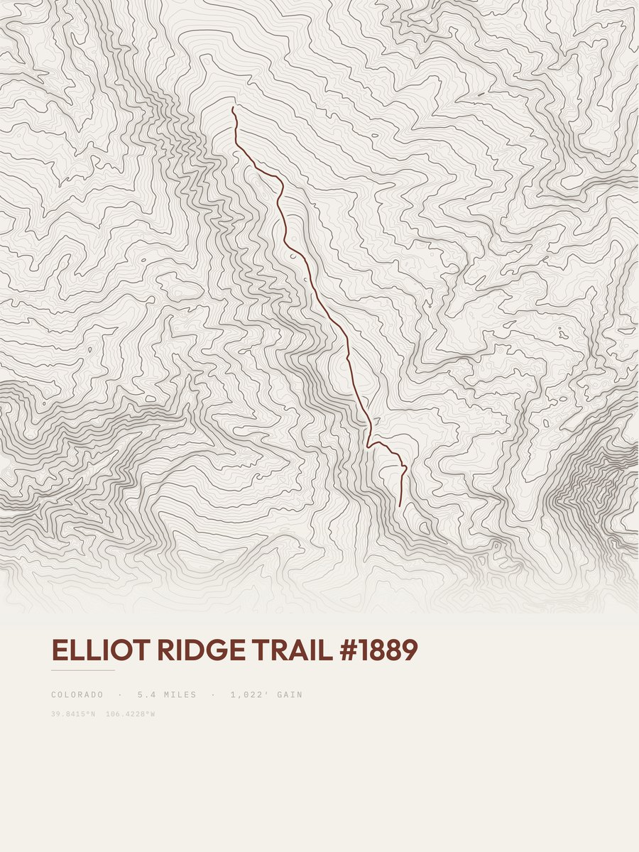 Elliot Ridge Trail Topographic print
