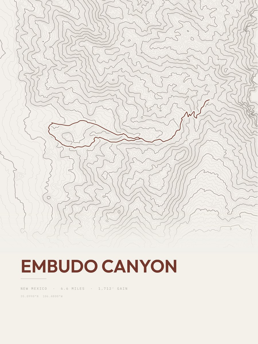 Embudo Canyon topographic trail print