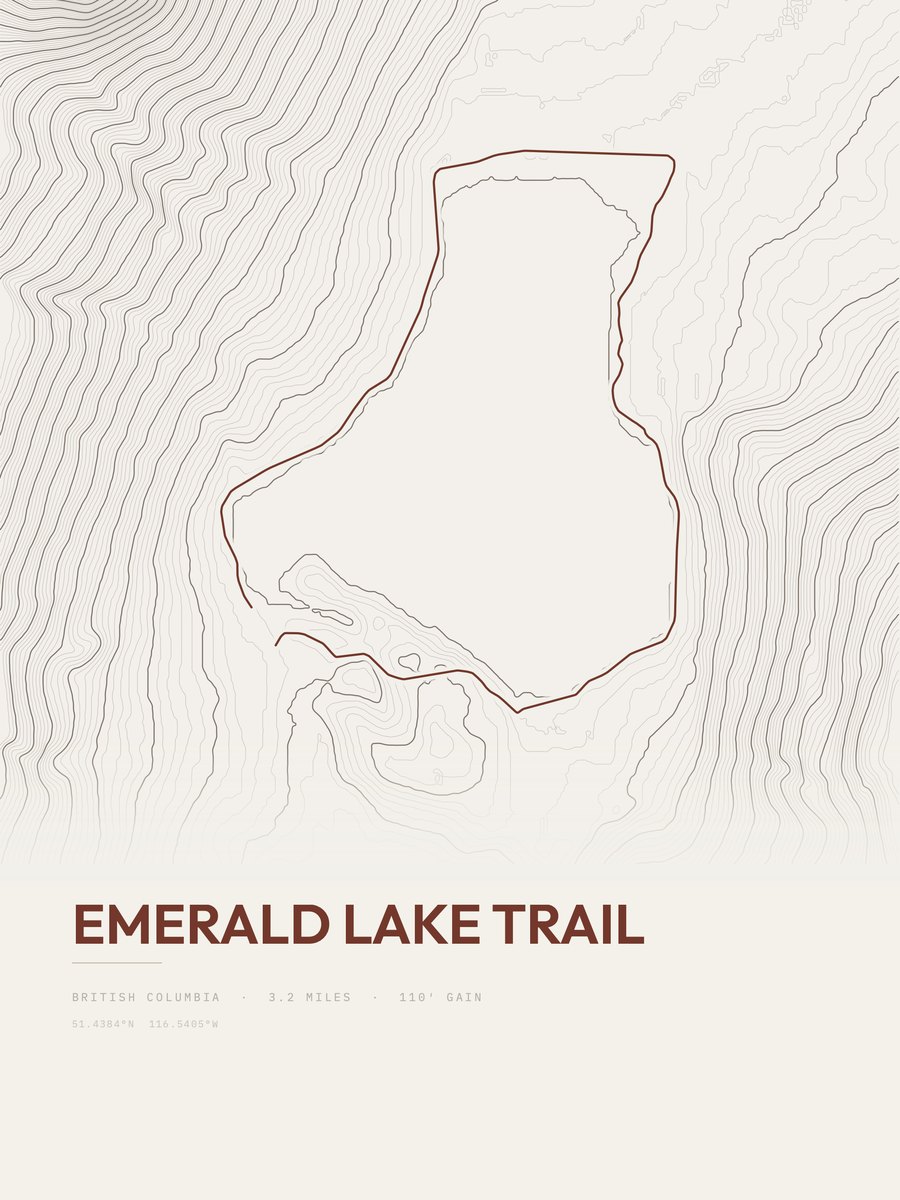 Emerald Lake Trail topographic trail print