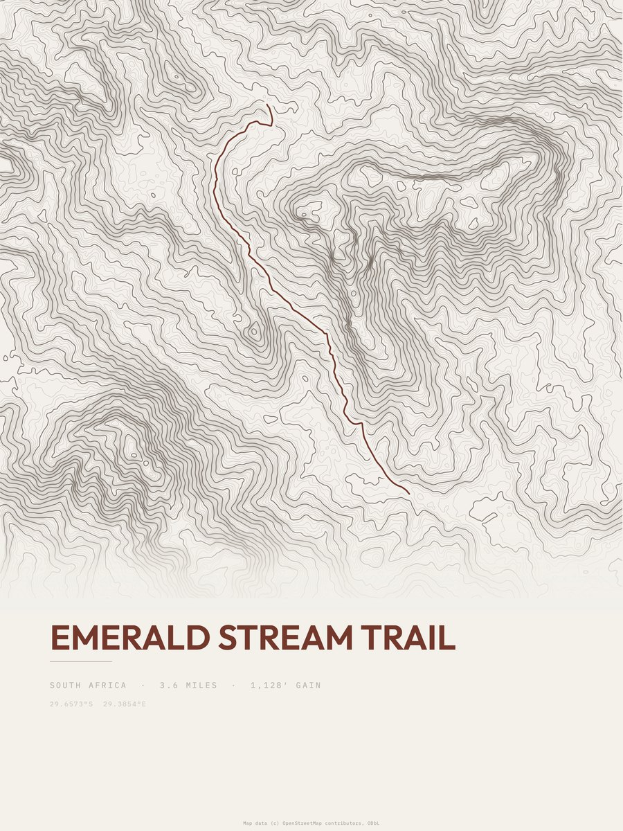 Emerald Stream Trail topographic trail print