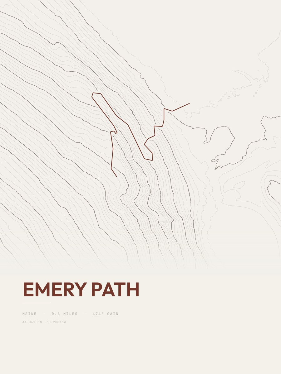Emery Path Topographic print
