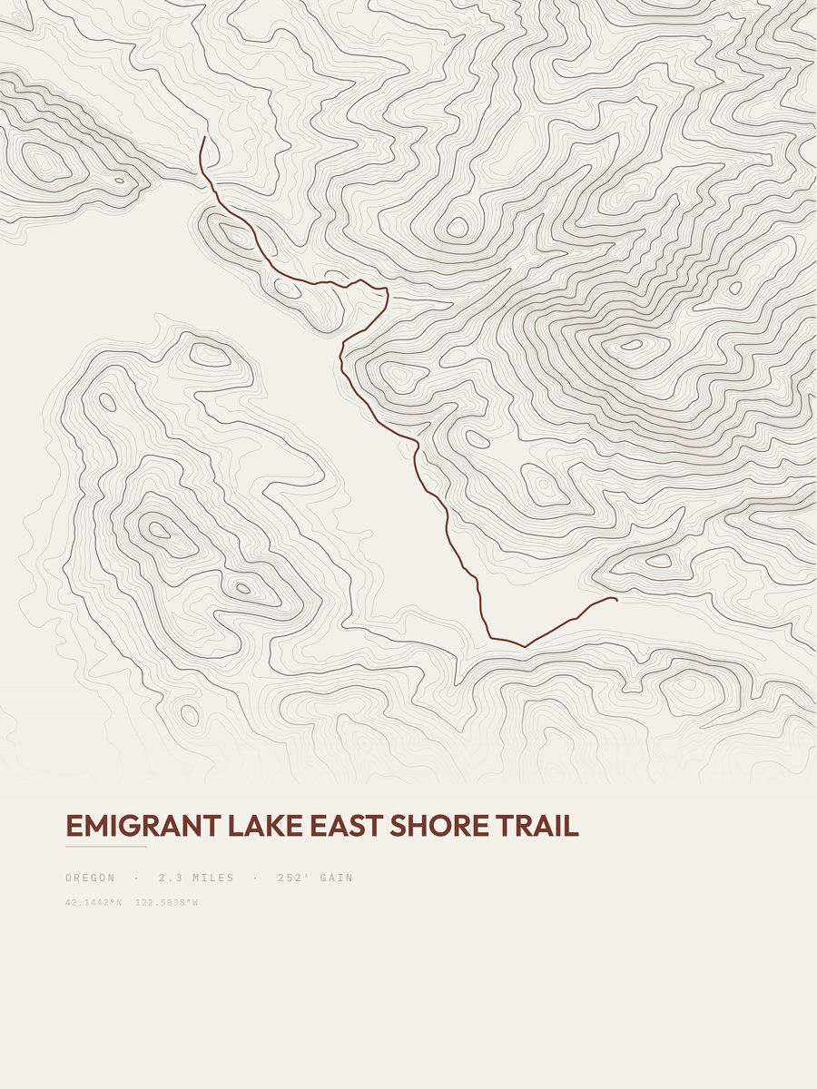 Emigrant Lake East Shore Trail topographic trail print